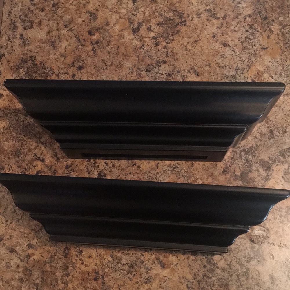 Two black floating shelves - includes both shelves